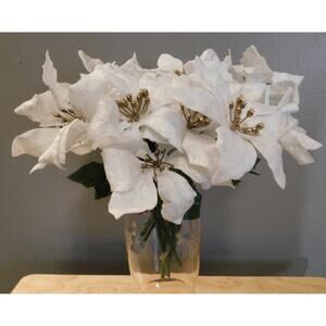 Ashland 9" White Poinsettia Flower Picks Set of 9 New With Tags